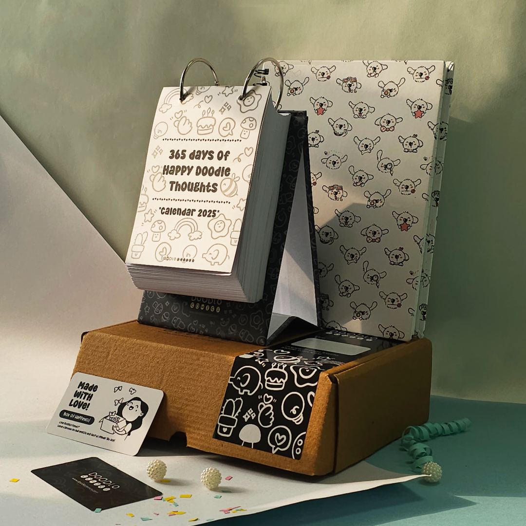 mini desk calendar with box note book