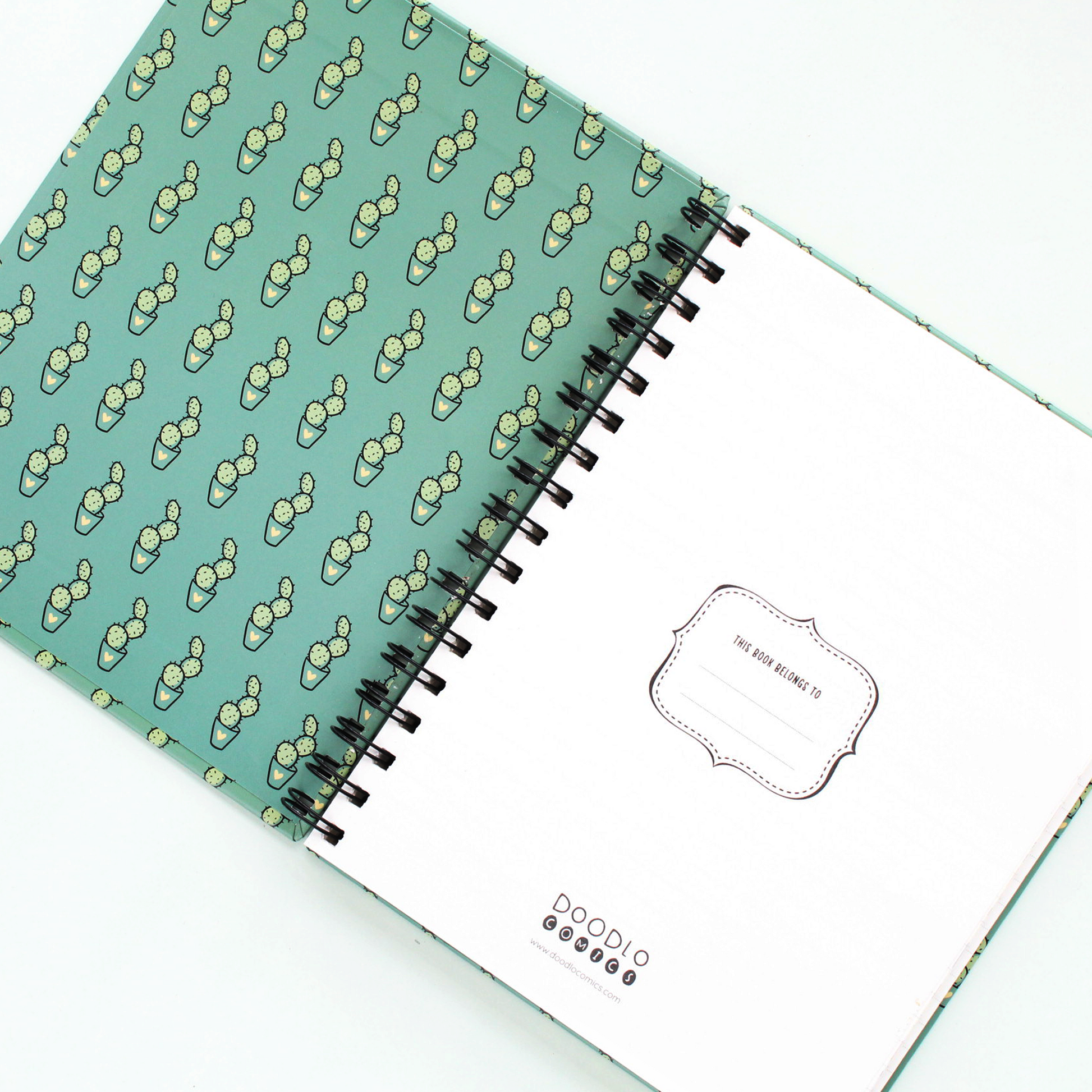 cactus graphic note book where the first page is shown where name is written