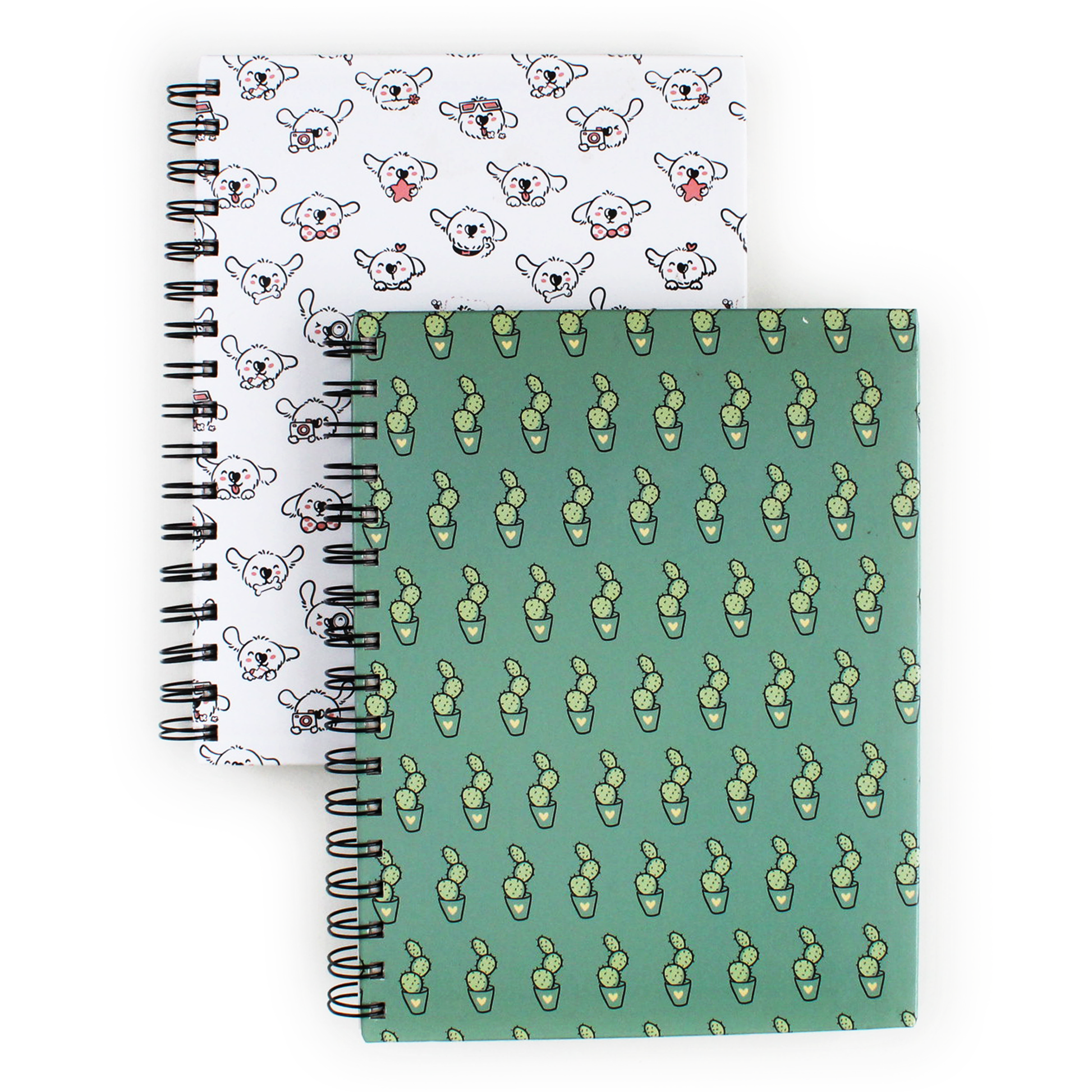 Set of 2 doodle art spiral notebooks with doodle cover emojis
