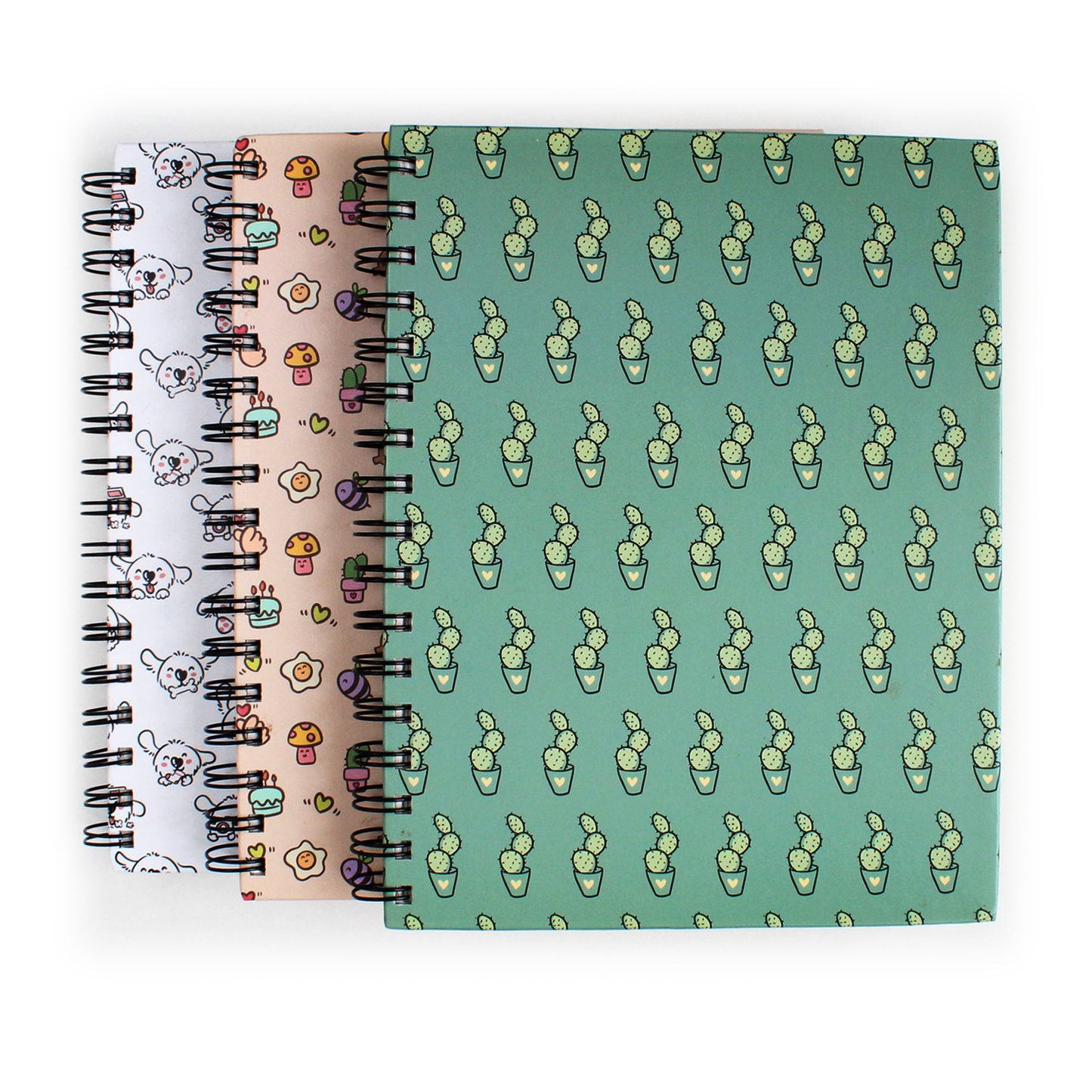 spiral note books featuring doodle art