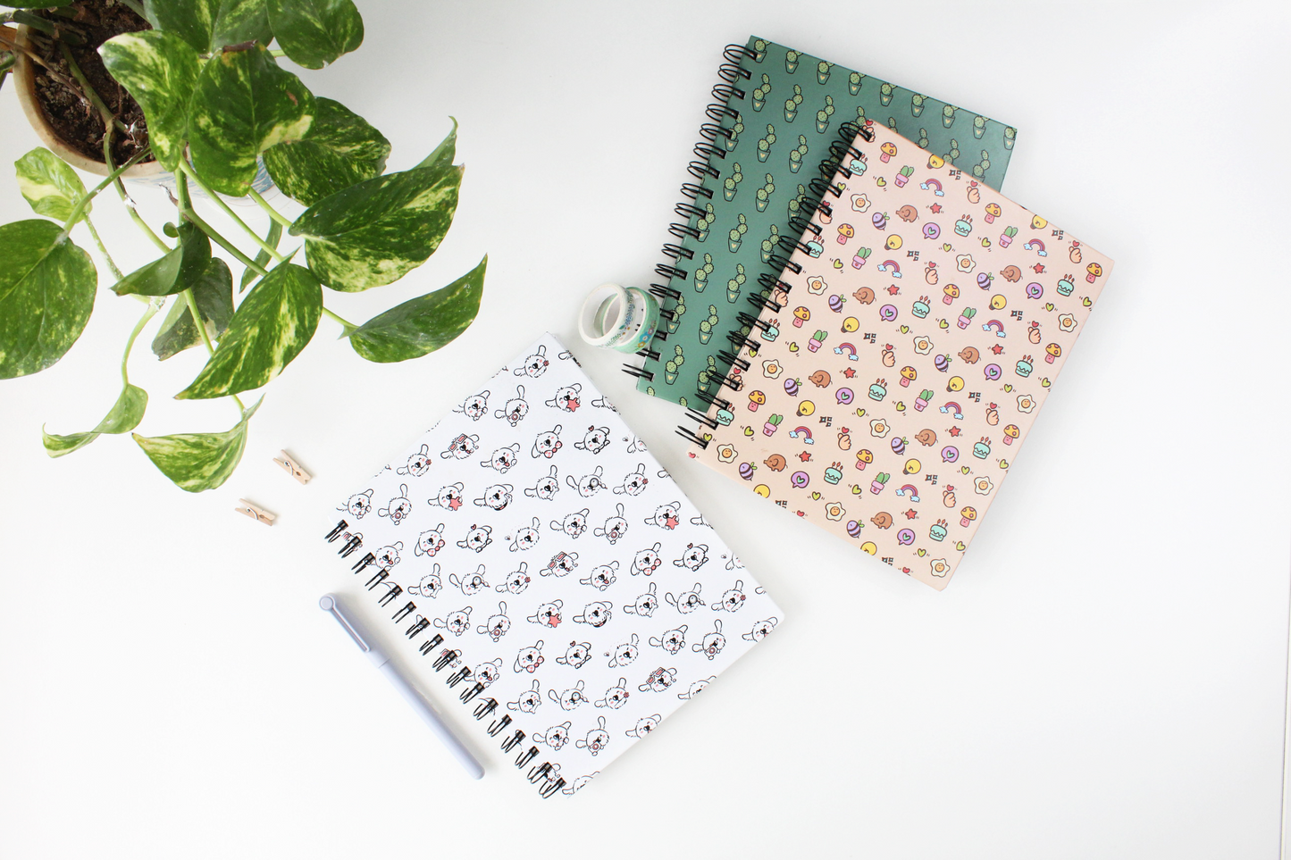 notebook with colorful doodle layout