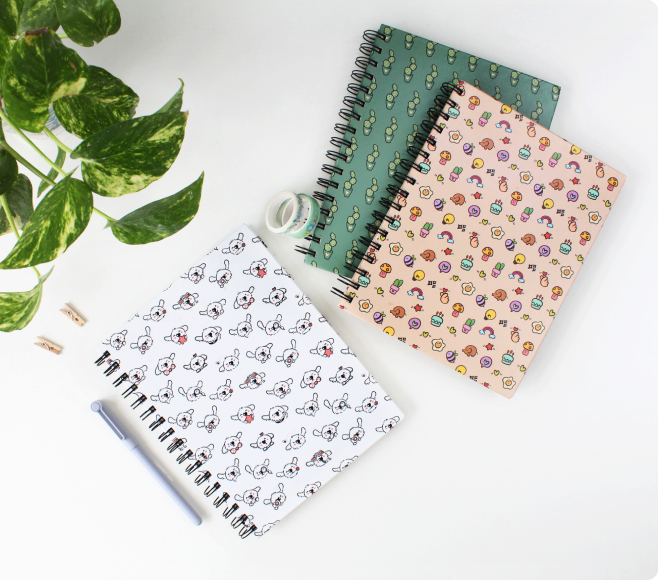 spiral Doodle Notebook cover featuring an emoji doodle design note books with doodle art