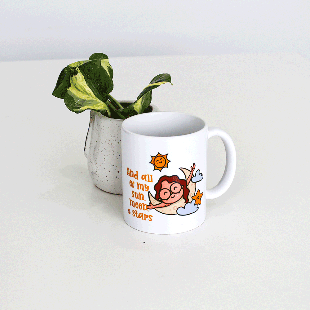 You Are My World coffee mug with cute doodle
