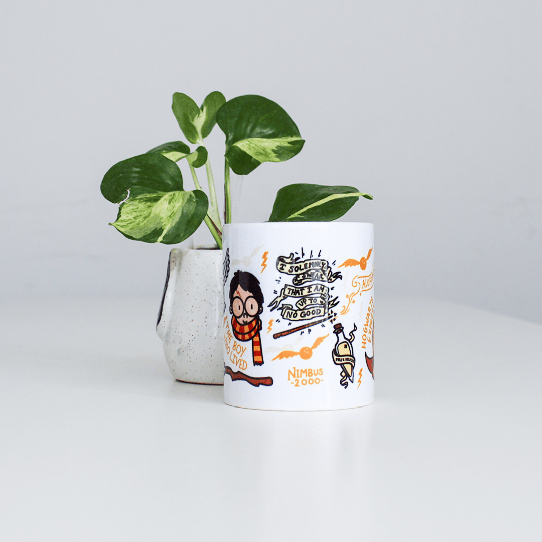 Harry Potter-themed doodle art printed mug designs