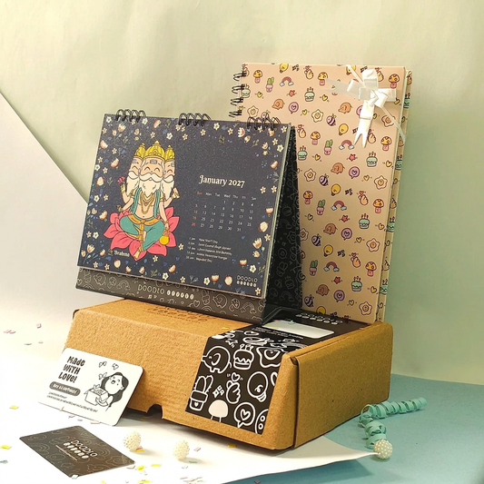 Hindu Gods Avatar Desk Calendar 2027 and Doodle Notebook Combo – Celebrate Faith & Creativity