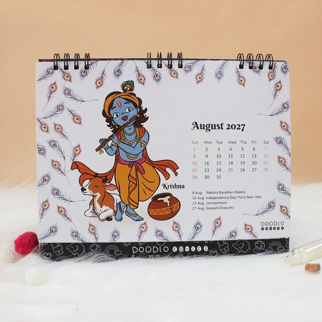 Hindu Gods Avatar Desk Calendar 2027 and Doodle Notebook Combo – Celebrate Faith & Creativity