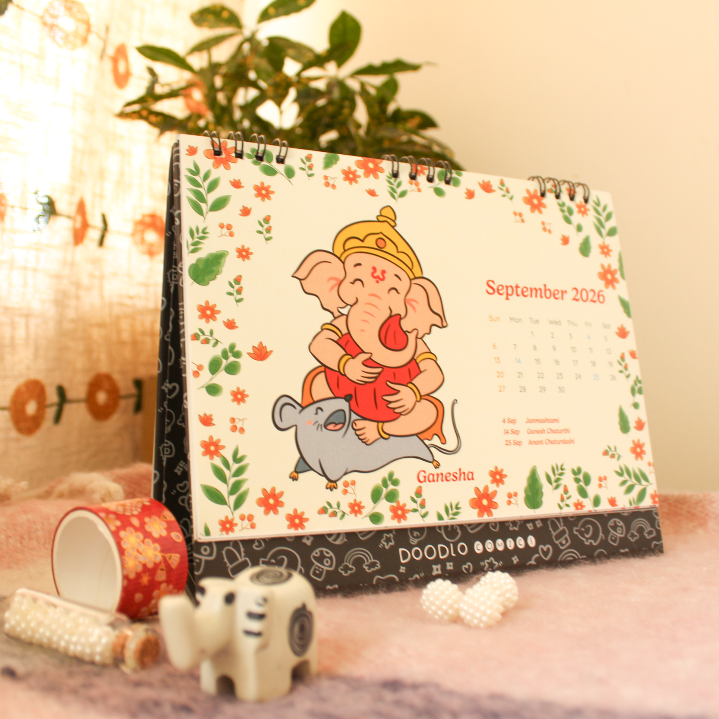 Illustrated Hindu Gods Calendar 2026 | 12 Months Divine Calendar | Religious Calendar 2026 | Divine Spiral Desk Calendar | Corporate Desk Calendar