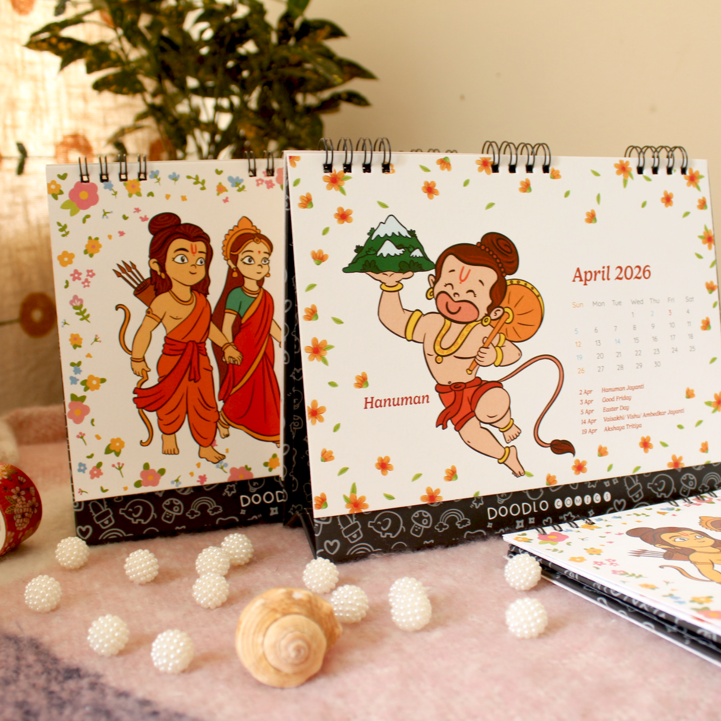 Illustrated Hindu Gods Calendar 2026 | 12 Months Divine Calendar | Religious Calendar 2026 | Divine Spiral Desk Calendar | Corporate Desk Calendar