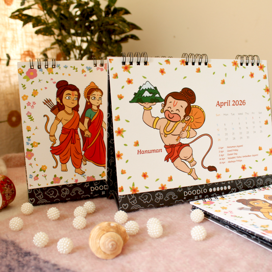 Illustrated Hindu Gods Calendar 2026 | 12 Months Divine Calendar | Religious Calendar 2026 | Divine Spiral Desk Calendar | Corporate Desk Calendar
