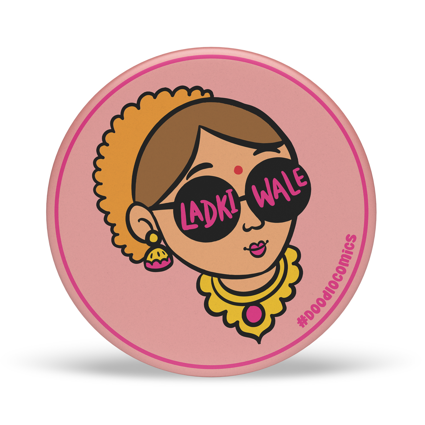 Ladki Wale Doodle Pin Badges – Team Bride Edition | Perfect for Weddings, Bachelor Parties & Events | 56mm