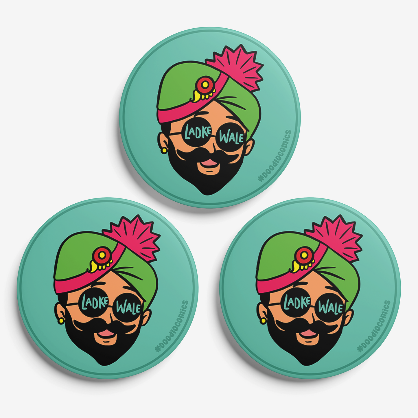 Ladke Wale Doodle Pin Badges – Team Groom Edition | Perfect for Weddings, Bachelor Parties & Events | 56mm