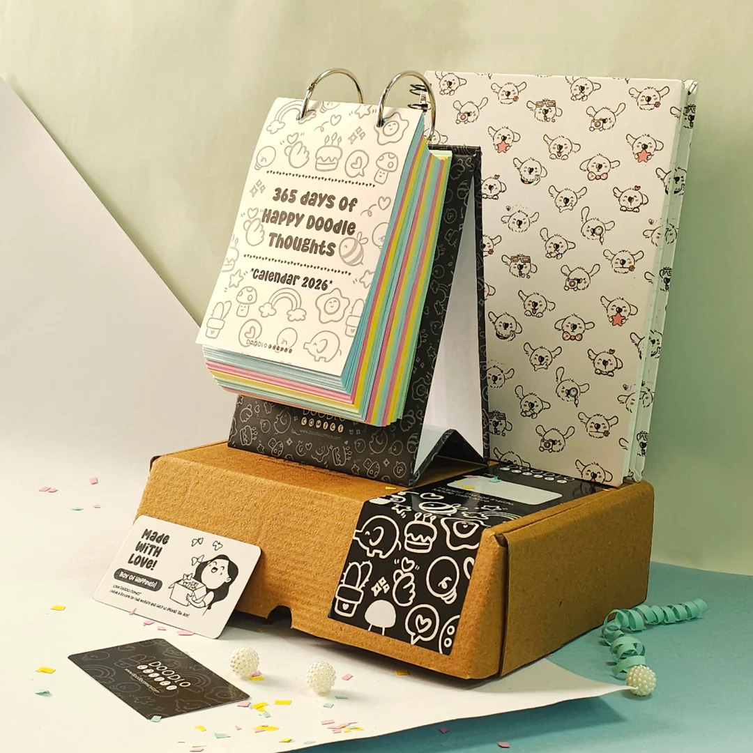 365 Days Happy Thoughts Colorful Calendar & Doodle Notebook Combo 2026 | Your Daily Dose of Positivity & Creativity!