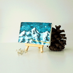 Handmade Mini Canvas Mount Everest with Gokyo Prayer Paintings