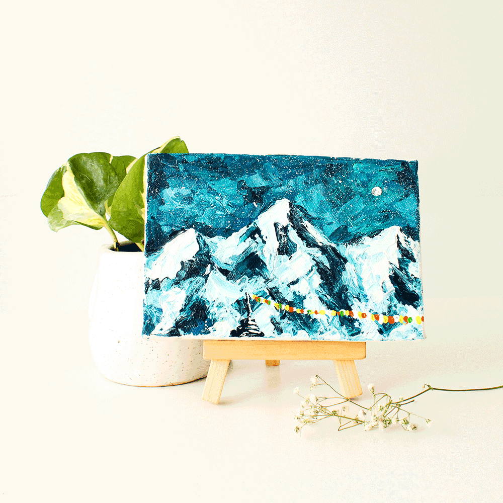 Mount Everest with Gokyo Prayer Paintings