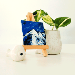 Handmade Mini Canvas Mountain Blues Paintings