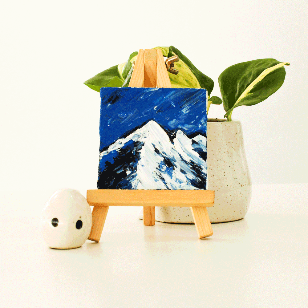 Handmade Mini Canvas Mountain Blues Paintings