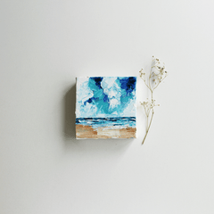 Ocean Horizon Miniature Painting With Mini Easel Stand